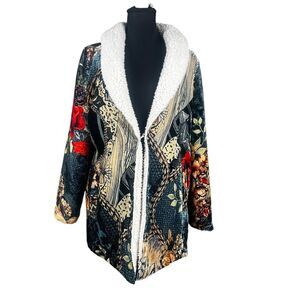 Soft Surroundings Womens Medium Multicolor Innsbrook Velvet Sherpa Lined Jacket